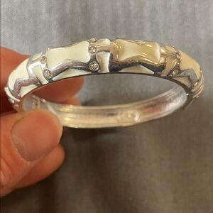 Sequin Hearts Silver and Cream Bracelet